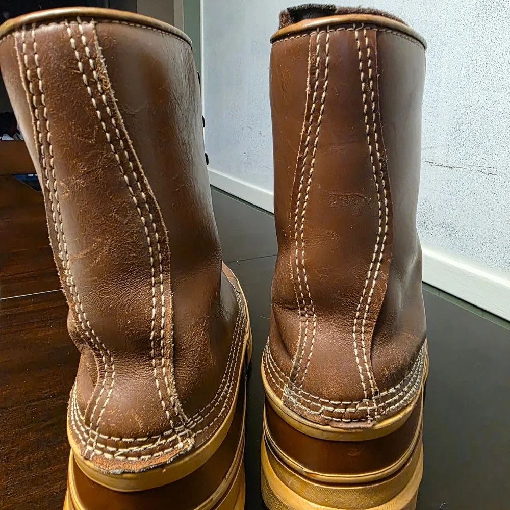 Kaufman Sorel Champion Winter Boots Mens 11 Brown Leather Wool Lined Rubber Duck